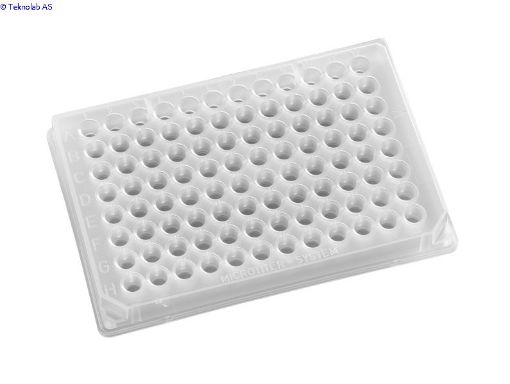 Bilde av 96 shallow well Polypropylene, V Bottom raised rim 220uL