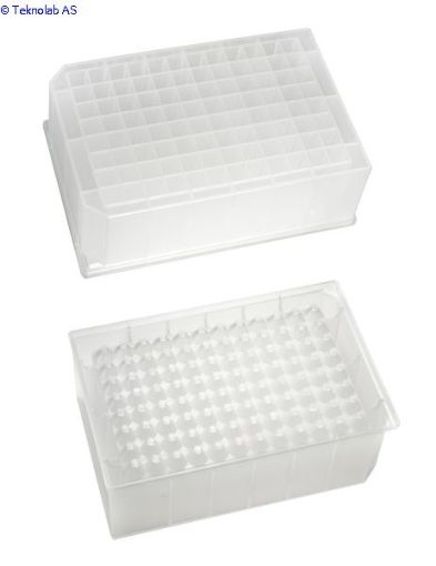 Bilde av 96 Deep Square Well,  2ml/well, Polypropylene, Pyramid Bottom, DNase/RNase Free, inner pack of 5 - P
