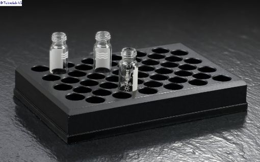 Bilde av Vial adaptor for 48 x 1.5ml HPLC vials (Finneran/Agilent/Chromacol etc) black polypropylene