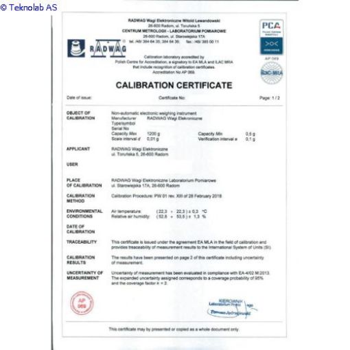 Bilde av ADAM Calibration RADWAG (PS and WL <60 Kg series)