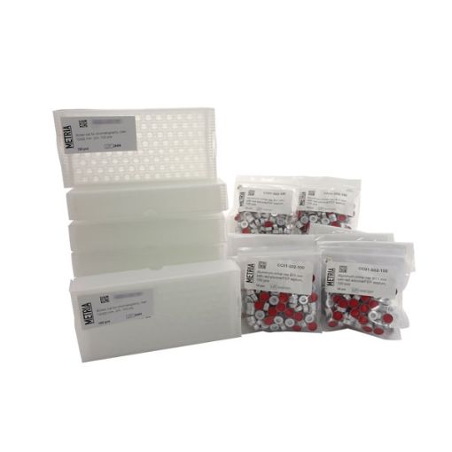 Bilde av 2 ml crimp vial, clear glass with aluminium crimp cap with Silicone/FEP septum, 1000 pcs