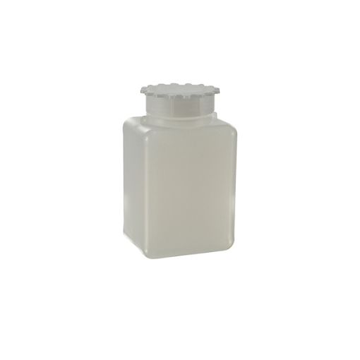 Bilde av Wide mouth bottle graduated, rectangular, HDPE, with star cap, 100 ml, 10 pcs