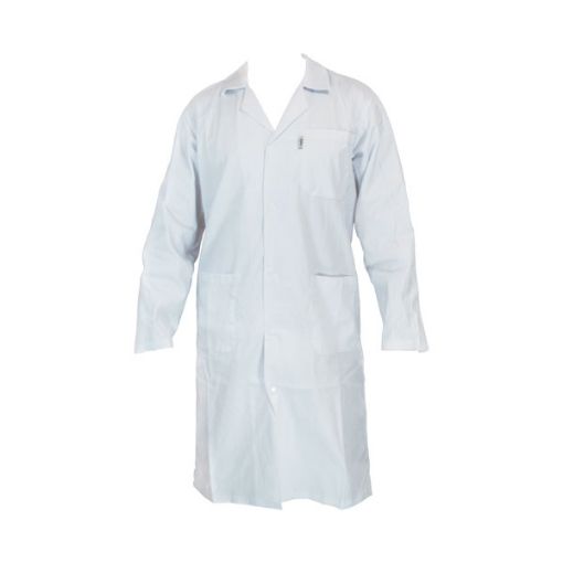 Bilde av Lab-coat 100% cotton with snap button, man, white, size XXL (66 - 68), 10 pcs