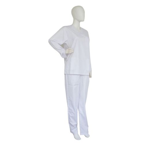 Bilde av Laboratory scrub set, 65% polyester/35% cotton, unisex, white, size S, 10 pcs