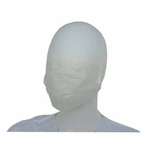 Bilde av Disposable tie mask, 1 single layer of paper with self-adjusting elastic band, white, 100 pcs