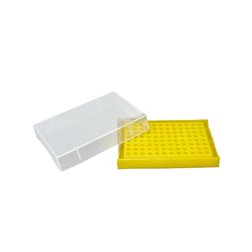 Bilde av PCR microtube storage box with transparent lid, PP, up to 96 (8x12) tubes of 0,2 ml, Yellow color