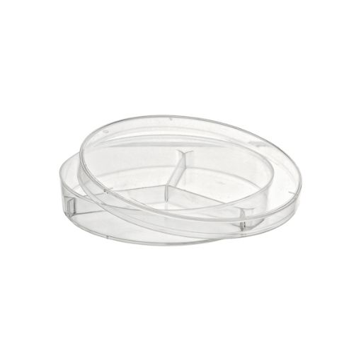 Bilde av Petri dishes, Ø90x15 mm, Polystyrene, aseptic, with 3 vents, 3 compartments, 500 pcs