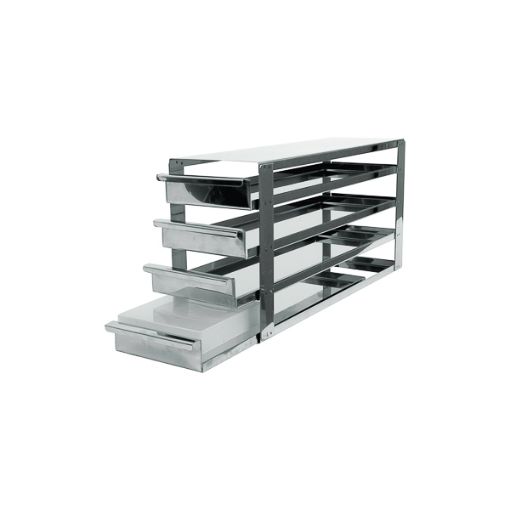 Bilde av Rack with sliding shelfs, stainless steel, for 5 x 4 cryoboxes of 50 mm tall