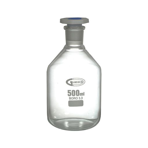 Bilde av Reagent bottle clear, narrow mouth, with PP stopper, 1000 ml, GLASSCO