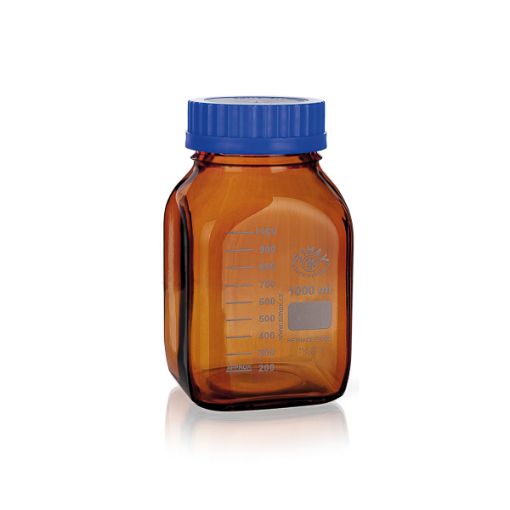 Bilde av Laboratory bottle with ISO GL80 thread, graduated, Boro 3.3, amber, 1000 ml, 10 pcs