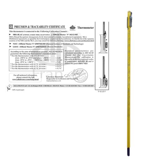 Bilde av Thermometer with precision and traceability certificate, Alla France, -20 + 150 ºC
