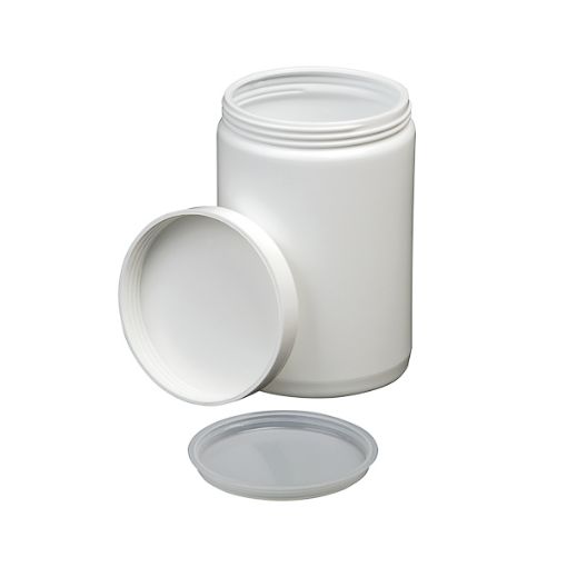 Bilde av Wide mouth bottle with lid and insert plug, HDPE, opaque, 250 ml, 10 pcs