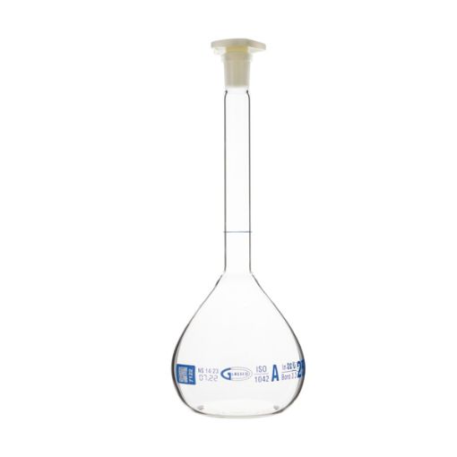 Bilde av Volumetric flask class A with plastic stopper, with individual certificate and QR code, 200 ml