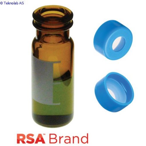 Bilde av Vial & Cap Kit includes 100 EA 2ml, Snap Top, Amber RSA Autosampler Vials with Write-On Patch and fi