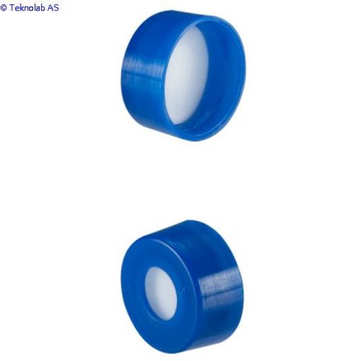 Bilde av Caps, Snap Top, with PTFE, ultra-pure, 2mil Septa, fitted in smooth, polyethylene, Blue Caps. For us