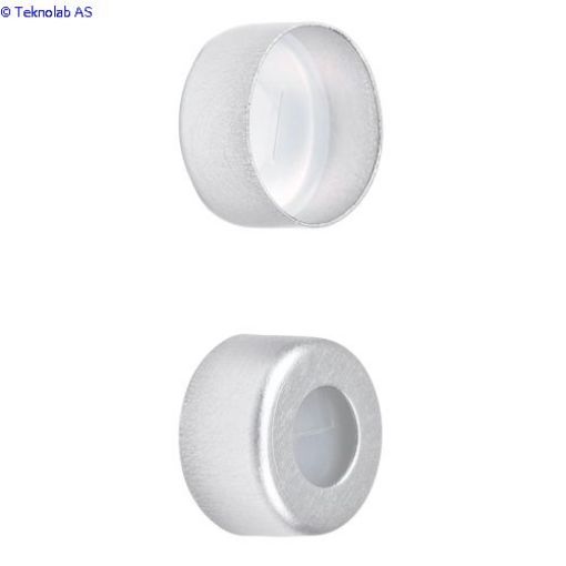 Bilde av Caps, Crimp Top, Silicone Rubber / PTFE, ultra-pure, Pre-Slit Septa, fitted in aluminum, Silver Caps