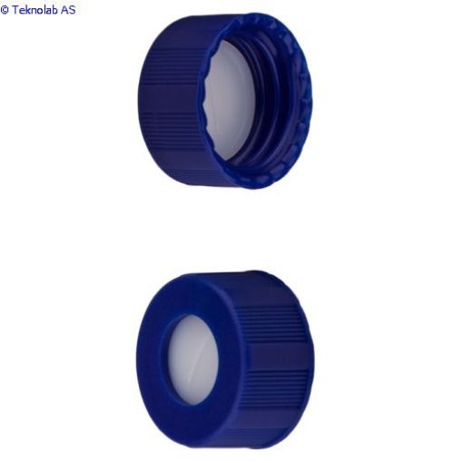 Bilde av Caps, Screw Top, with White Silicone Rubber / White PTFE, ultra-low bleed, Pre-Slit Septa, bonded in