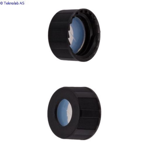 Bilde av Caps, Screw Top, with Silicone Rubber / PTFE, ultra-pure, Pre-Slit Septa, fitted in knurled, polypro