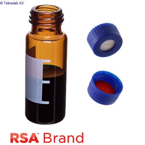 Bilde av Vial & Cap Kit Includes 100 EA 2ml, Screw Top, Amber RSA Autosampler Vials with Write-On Patch and f