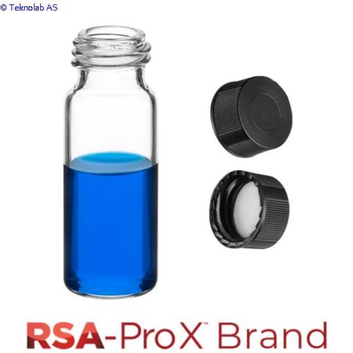 Bilde av Vial & Cap Kit. 100 EA 2ml, Screw Top, Hydrophobic, Clear Autosampler Vials and matching Solid Black