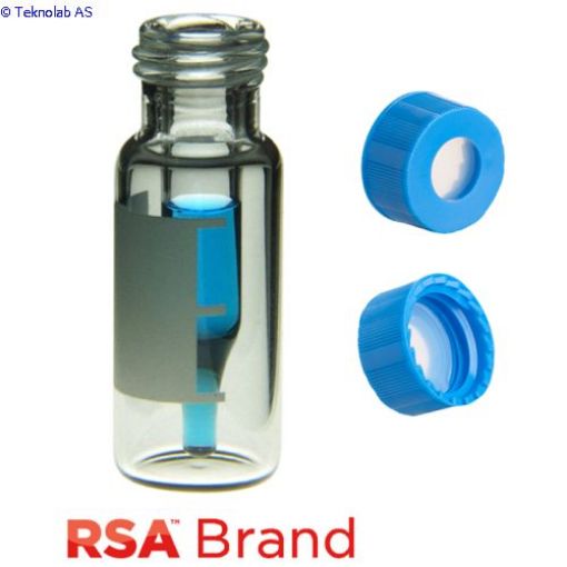 Bilde av Vial & Cap Kit Includes 100 EA 300ul, Fused Insert, Screw Top, Clear RSA Autosampler Vials with Writ