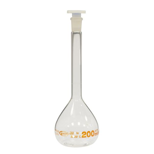 Bilde av Volumetric flask class A with plastic stopper, 5 ml, mouth size 10/19, USP Premium Line, 2 pcs